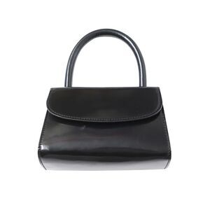 BY FAR Black Gloss Patent Mini Top-Handle Bag